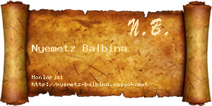 Nyemetz Balbina névjegykártya